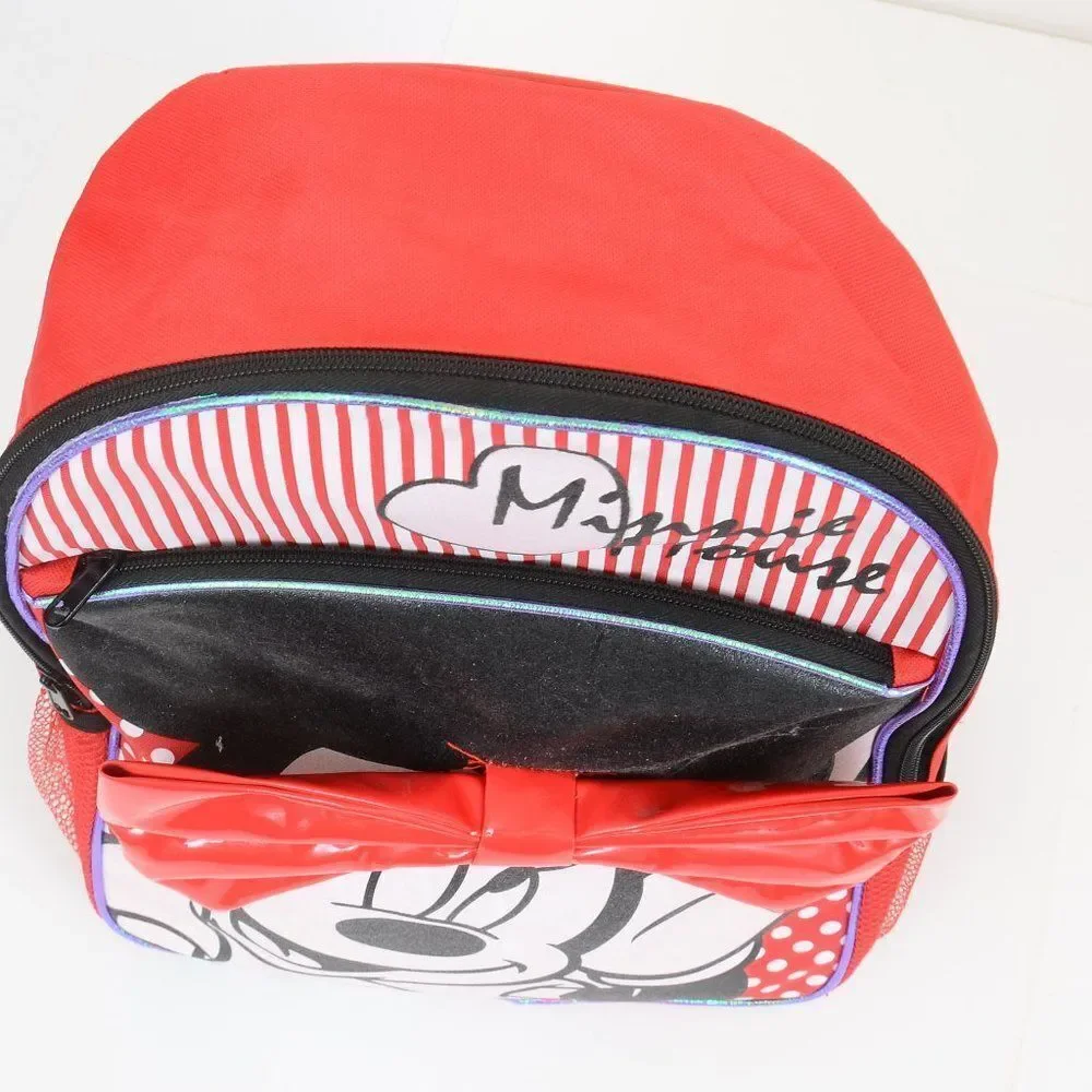 Disney Minnie Mouse Red Bow White Dots Backpack School Girls Daypack Purse Bag